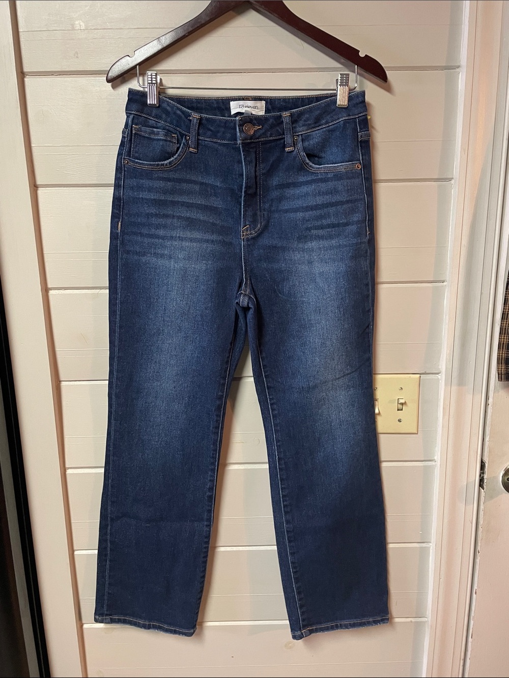 J21 Eleven by Risen High Rise Dark Wash Straight Leg Jeans Size 29. - Picture 4 of 12